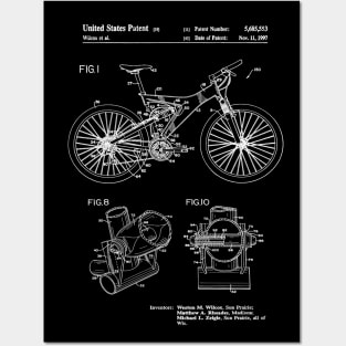 Mountain Bike Patent Inventors White Posters and Art